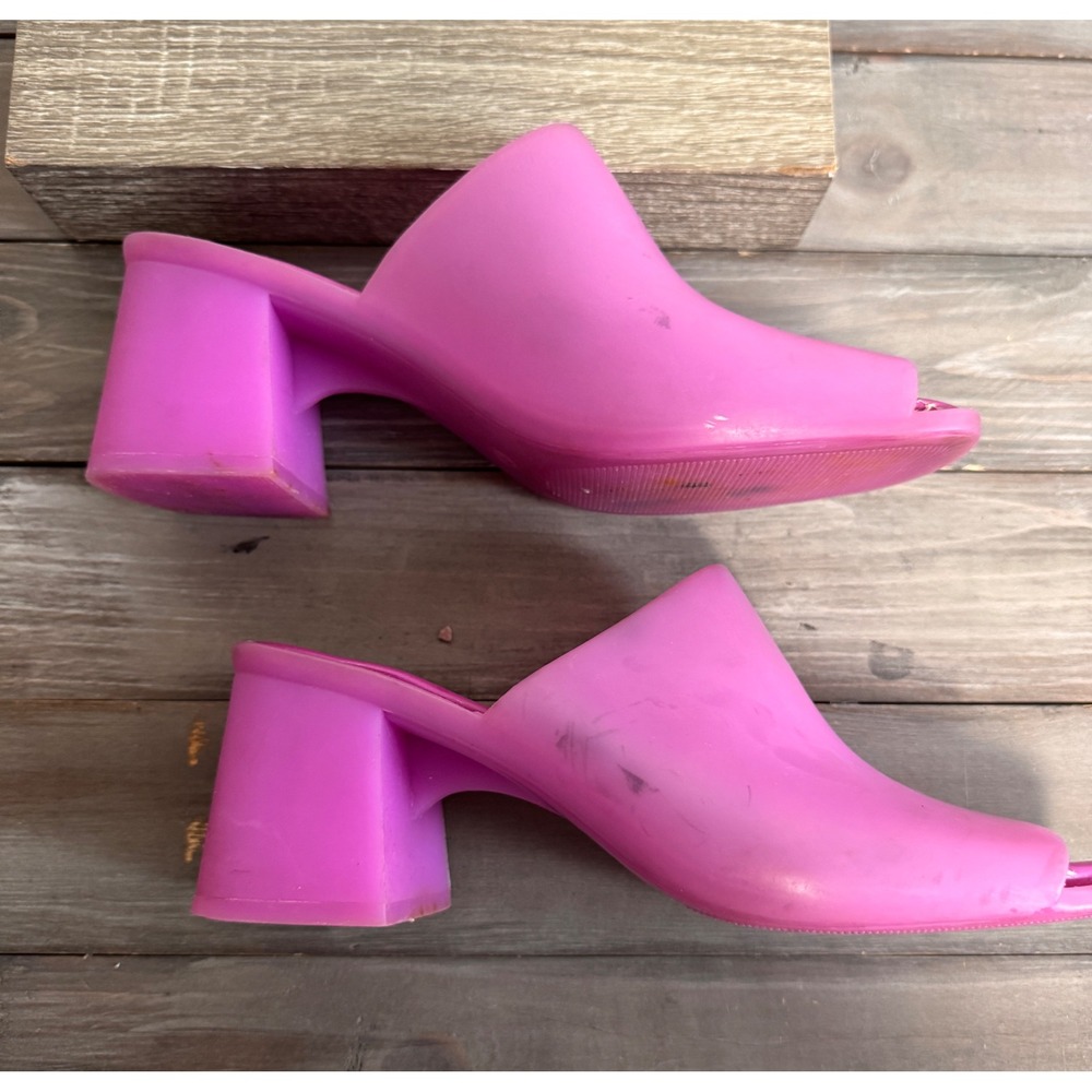 Jeffrey Campbell Petra Pink Jelly Mules Square Toe Slide Sandals Size 10 - Picture 7 of 8